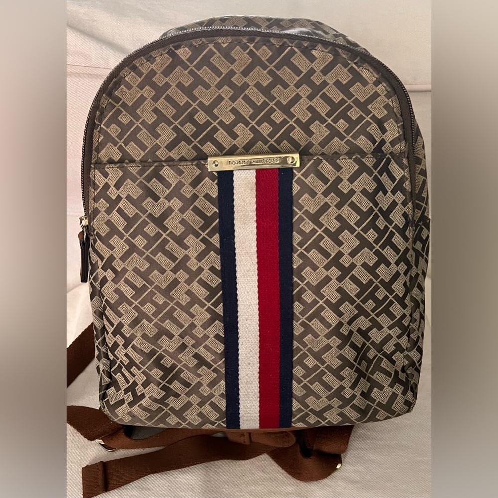 Tommy Hilfiger Backpack Purse Canvas Backpack For Women Brown Backpack Purse